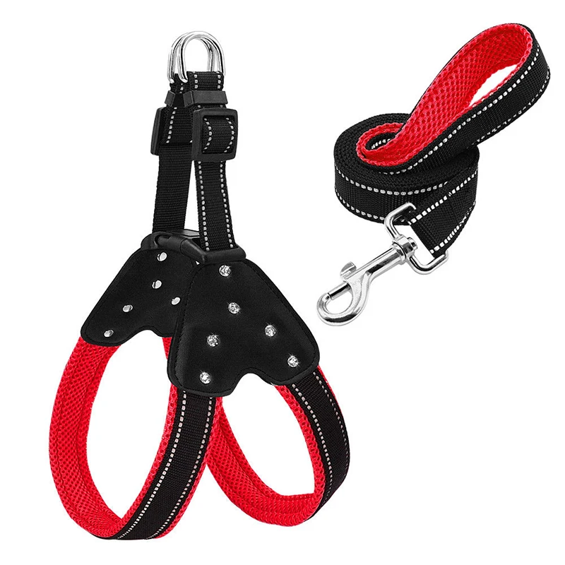 

Blue/Green/Red/Pink Nylon Reflective Padded Step-in Dog Harness and Leash set for Small Large Dogs Puppy
