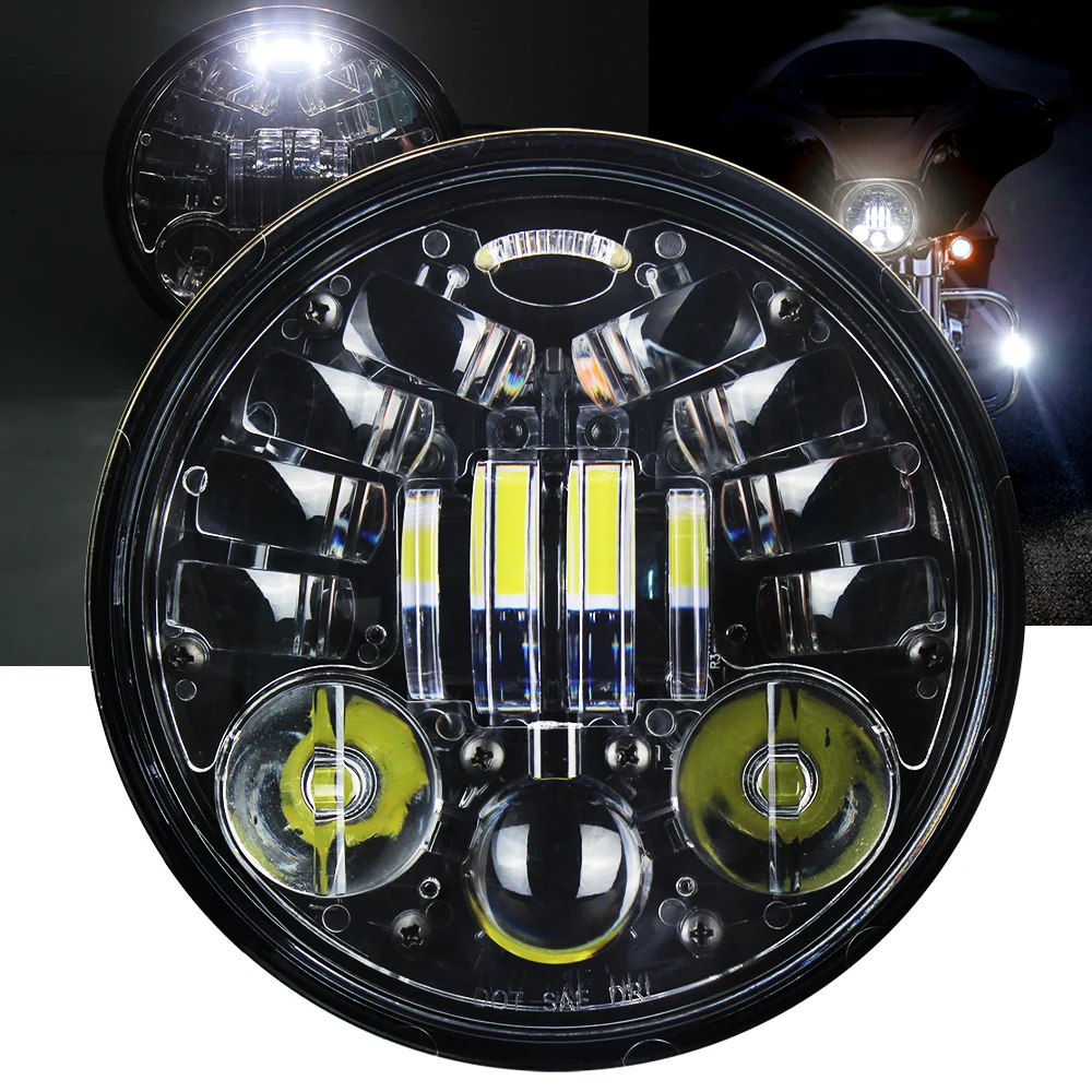 Black 5.75inch 5-3/4 LED Motorcycle Headlight for Harley Iron 883