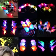 Светящийся обруч для волос с мультяшными ушками, детская игрушка, светящийся головной убор, рождественский подарок, Новинка