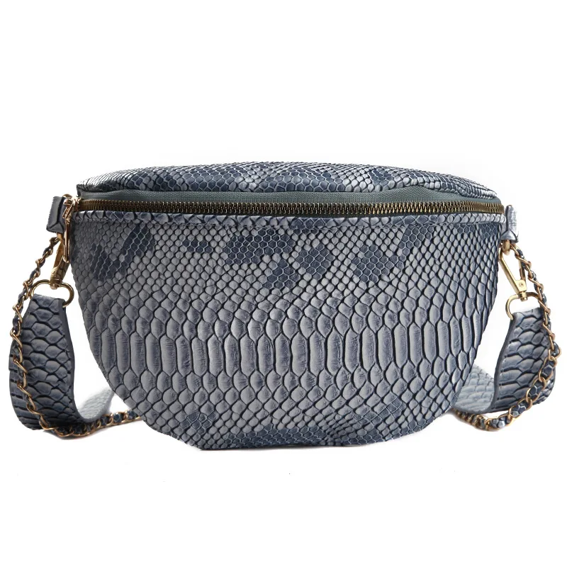 Роскошная Повседневная сумка через плечо для женщин, сумка на ремне с цепочкой, кожаная сумка через плечо, женская сумка, дизайнерские трендовые нагрудные сумки - Цвет: Blue chest bag