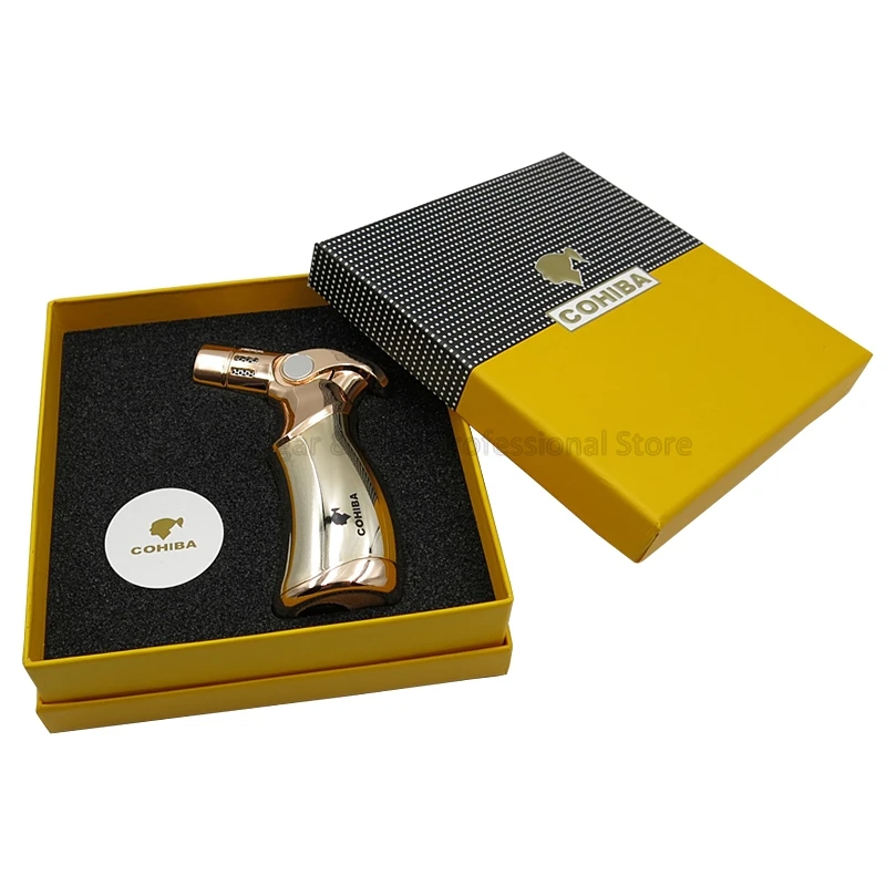Настольная металлическая Бутановая газовая зажигалка COHIBA 4 фонарь струйное