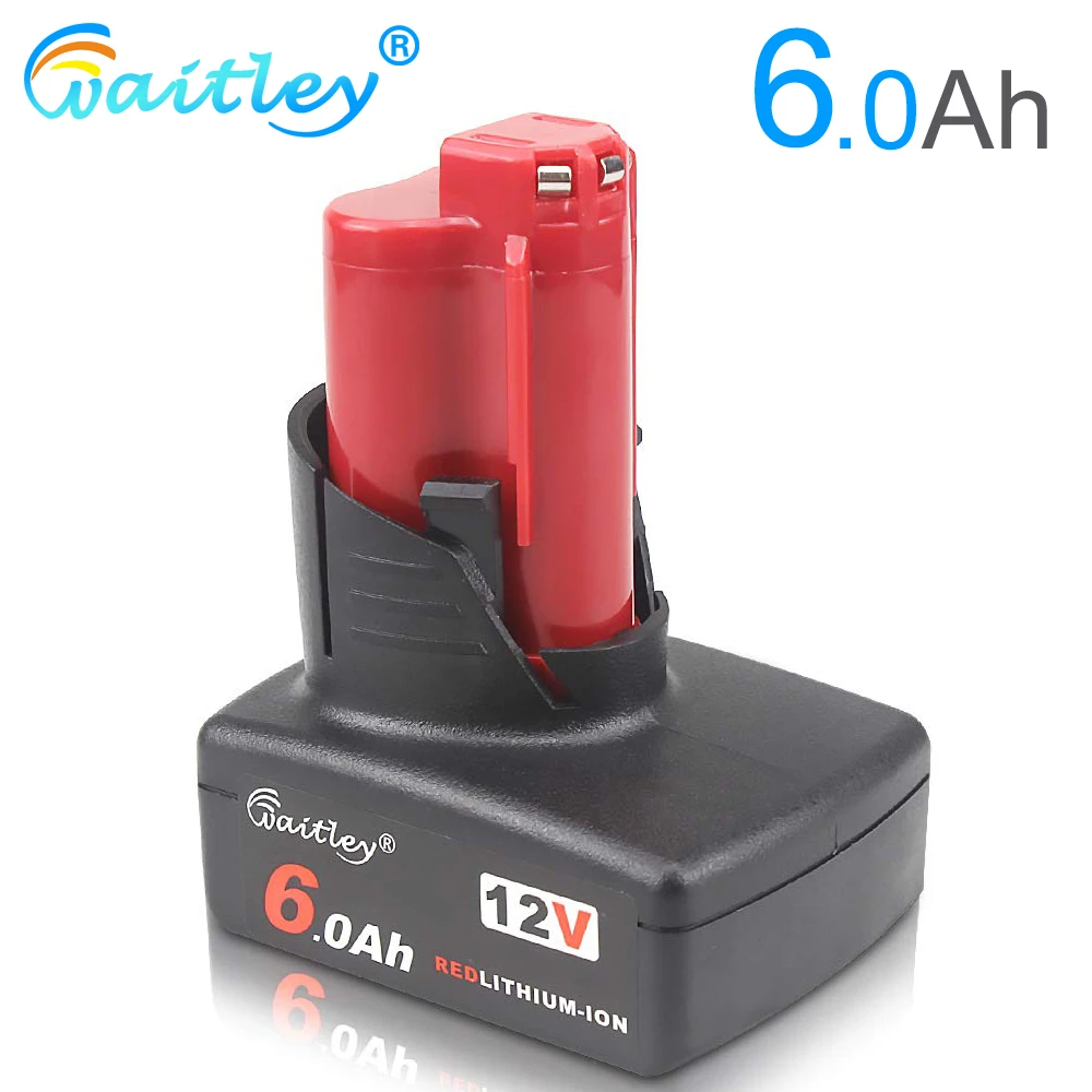 Waitley зарядки Батарея для Милуоки 12V 6.0Ah M12 Мощность инструменты Совместимость 6000 мА/ч, литий-ионный батареи