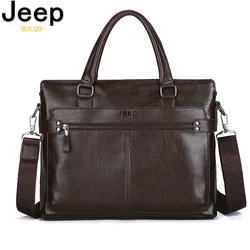 JEEP BULUO Men Shoulder Fashion PU Leather Business Bags Handbags Three Color Bag Men For Document Leather Laptop Briefcases Bag