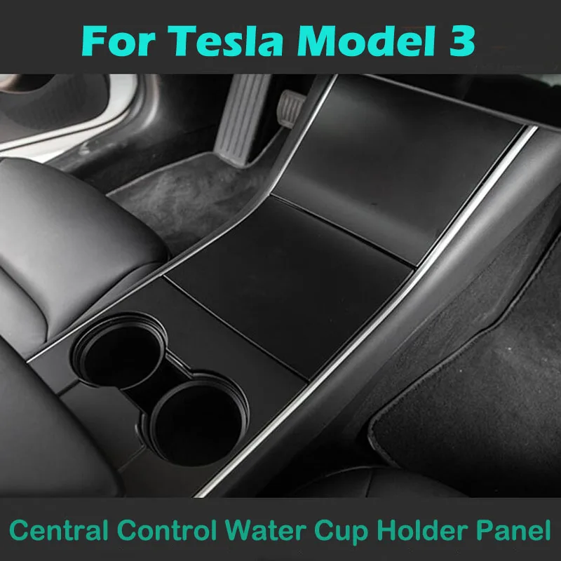 

4pcs/set For Tesla Model 3 Car Interior Styling Central Control Water Cup Holder Panel Cover Decoration Trim cap ABS