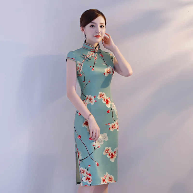 Лето стиль женское китайское Ретро облегающее длинное платье Cheongsam для банкета и подиумов улучшенное платье cheongsam