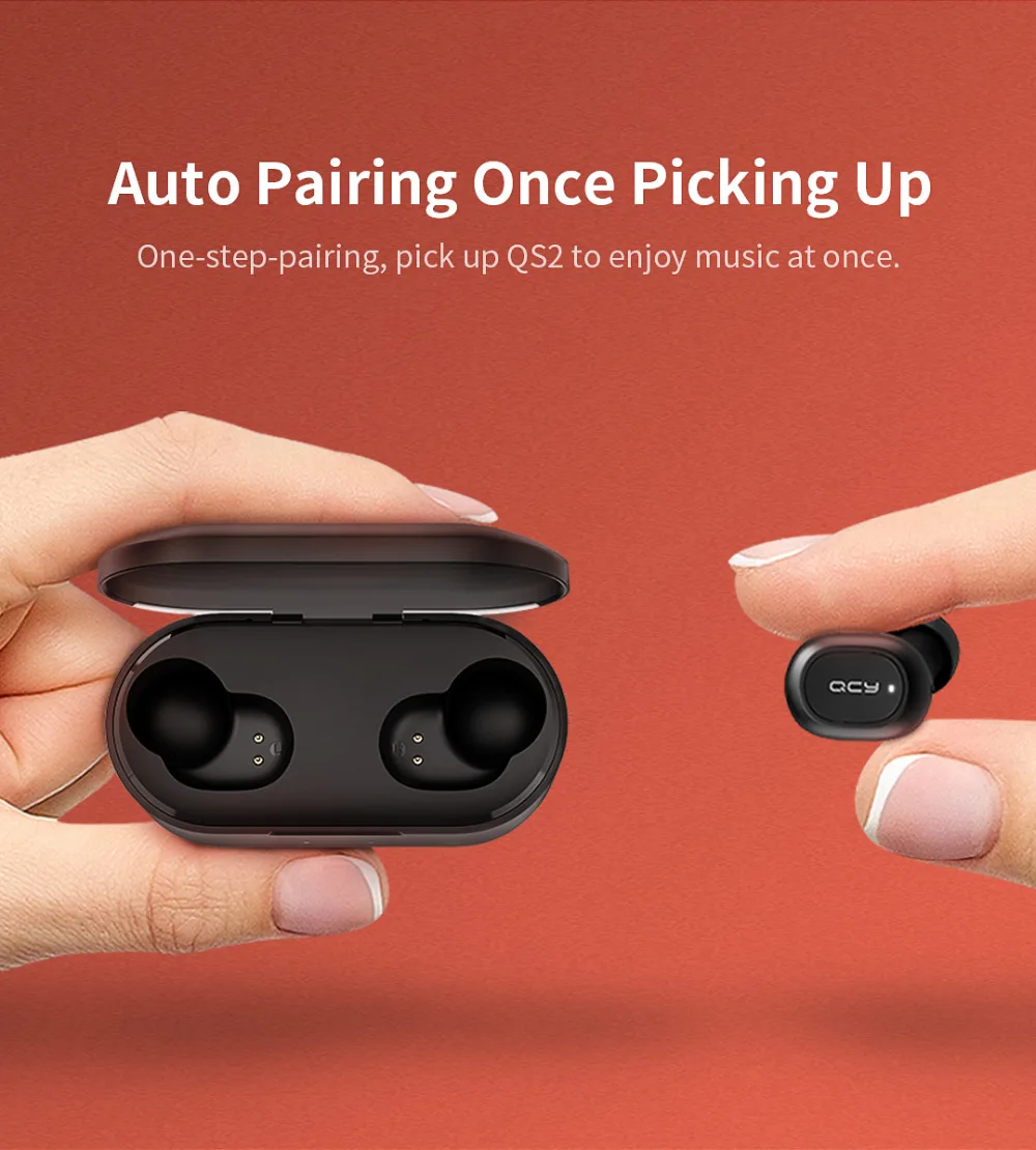 QCY QS2 TWS Bluetooth V5.0 наушники 3D стерео Спортивные Беспроводные наушники с двойным микрофоном