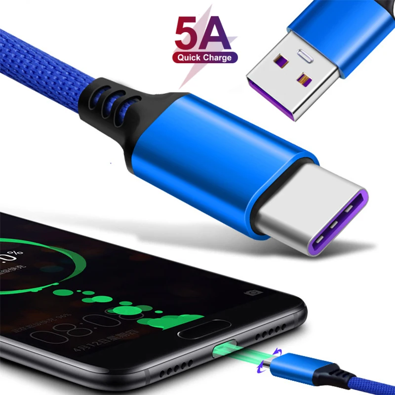 5A usb type-C кабель для huawei mate 30 20 Pro Honor 10 USB 3,1 Quick 3,0 Шнур зарядное устройство для телефона для samsung Note 10 Mi9 Redmi Note 7