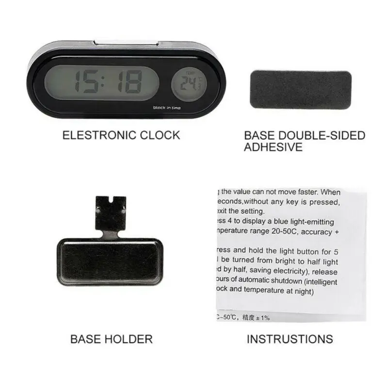 Car Electronic Clock Interior Inner Plastic Thermometer With Backlight Car Electronic Clock Interior Inner Plastic Thermometer With Backlight