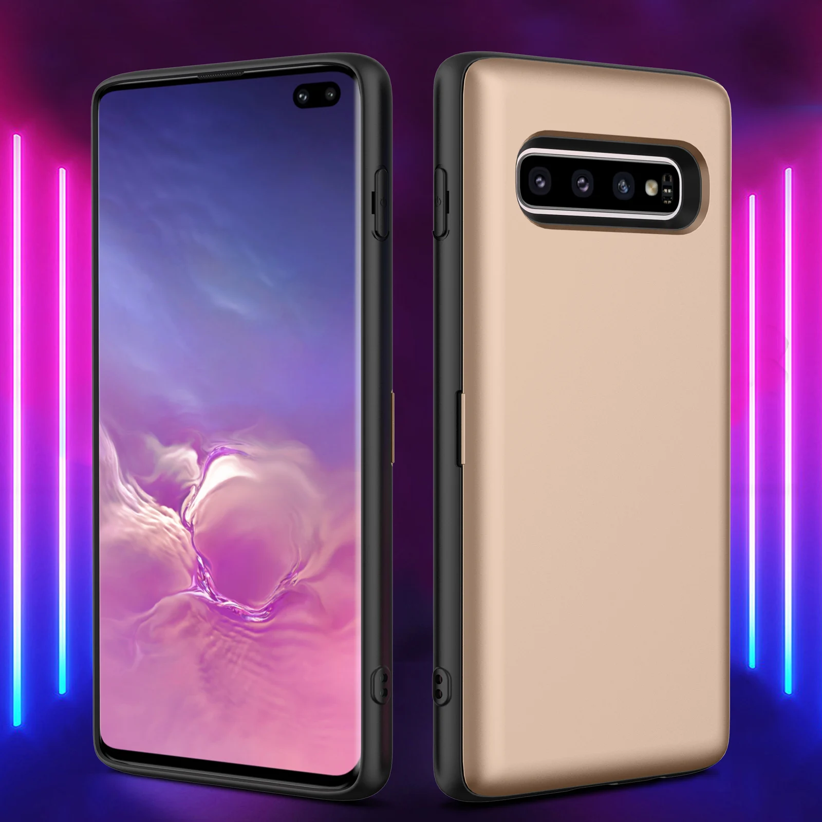 Держатель для карт чехол для телефона для samsung Galaxy Note 8, 9, 10 Plus, чехол-кошелек, Карманный Чехол-подставка для samsung Galaxy S10, S9, S8 Plus, Lite - Цвет: Gold