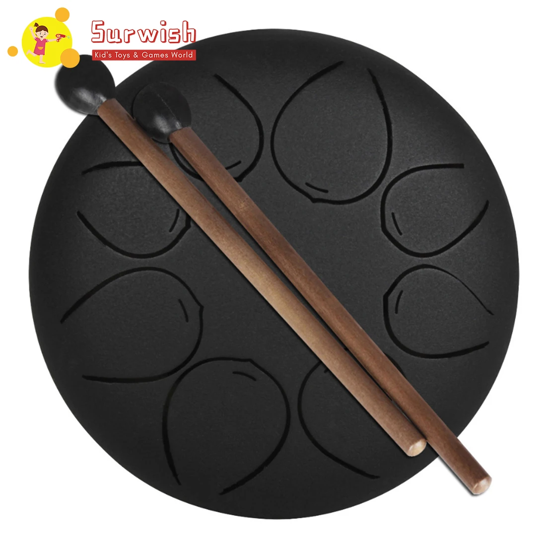 

High Quality 5-Inch 8 Tone Tongue Drum Handpan Drum Hand Drum Percussion Instrument For Beginner - Coffee/Green/Red/Black