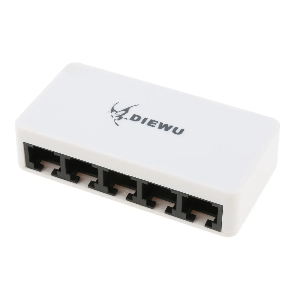 5 Port Fast Ethernet Switch Desktop Network Splitter LAN Hub Micro USB Power