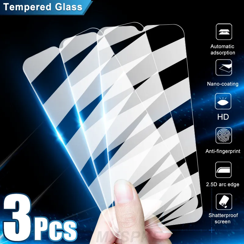 3 uds vidrio templado para Xiaomi Mi 9 10 10 10 10T Lite Pro 10i 9T 9 pantalla cristal Protector para Xiaomi Poco M3 X3 F1 C3 X2 M2 de vidrio