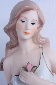 

Belle Character Miniature Gift and Craft Ornament Accessories Embellishment Porcelain with Flower Basket Sculpture Ceramic Lady