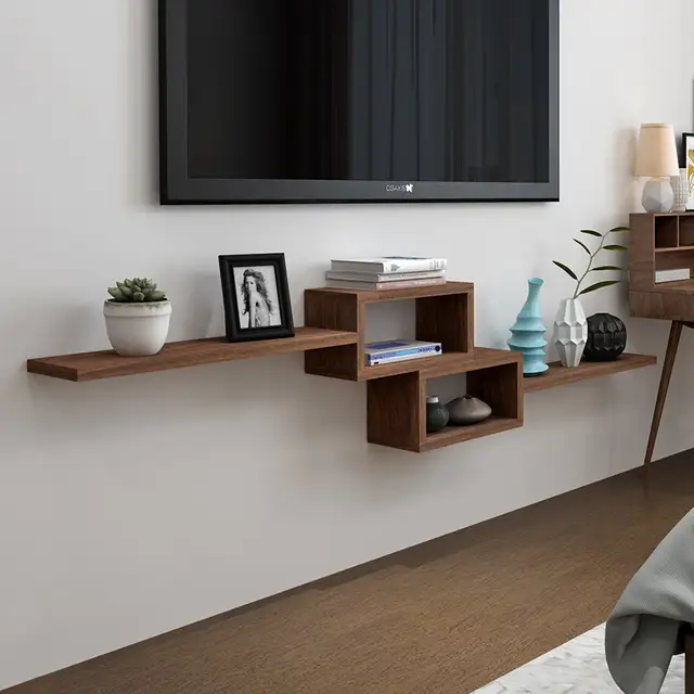 Us 30 6 10 Off Solid Wood Rack Living Room Tv Wall Decoration Shelf Bedroom Wall Wall Mount Router Partition On Aliexpress