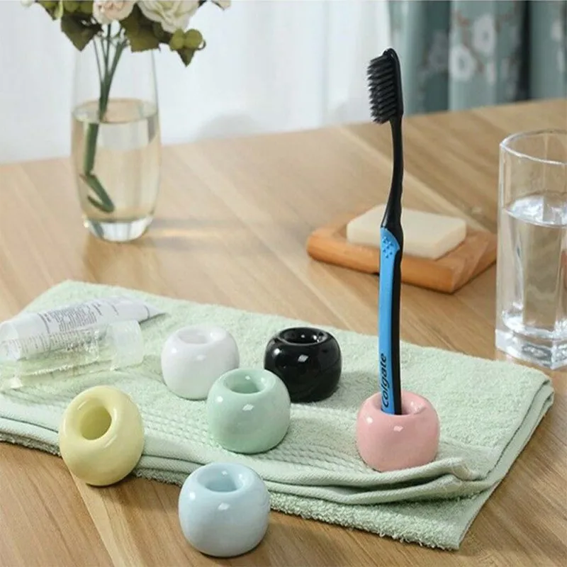 

Donut Ceramic Toothbrush Holder Candy Color Multifunction Base Frame Storage Rack Bathroom Shower Tooth Brush Stand Shelf
