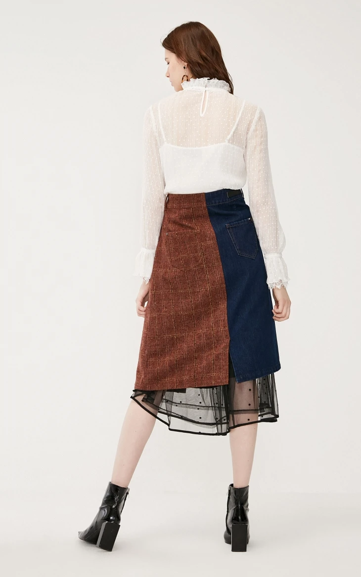 ONLY Autumn Winter Womens Loose Fit White Dot Laced Chiffon Shirt | 119207583