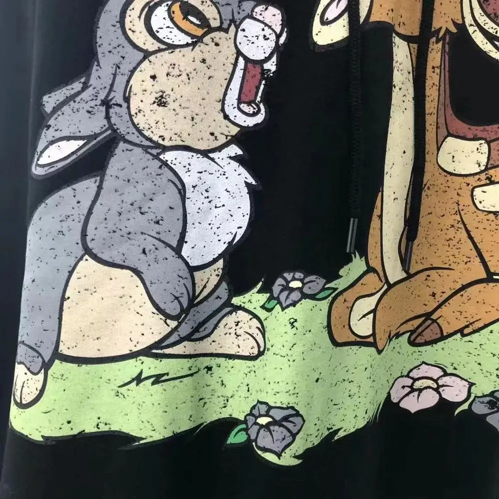 Ceny Odzież damska z kapturem bambi ciepła futerkowa podszewka cartoon nadrukowana góra płaszcz 2019 jesienno zimowa bluza z kapturem streetwear