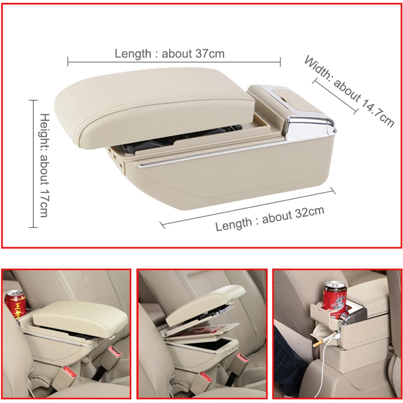 Подлокотник автомобильный для Honda Fit Jazz 2008 2013 с USB зарядкой и
