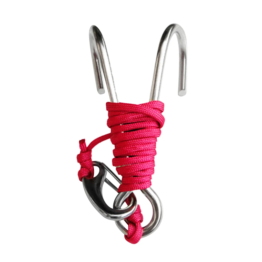 Current Scuba Diving Double Dual 316 Stainless Steel Reef Hook with 47' Line for Underwater Photographers Scuba Diving 