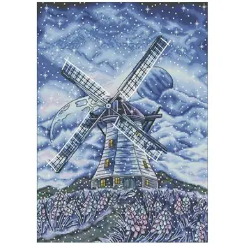 

Windmill under the stars patterns Counted Cross Stitch 11CT 14CT 18CT DIY Chinese Cross Stitch Kits Embroidery Needlework Sets