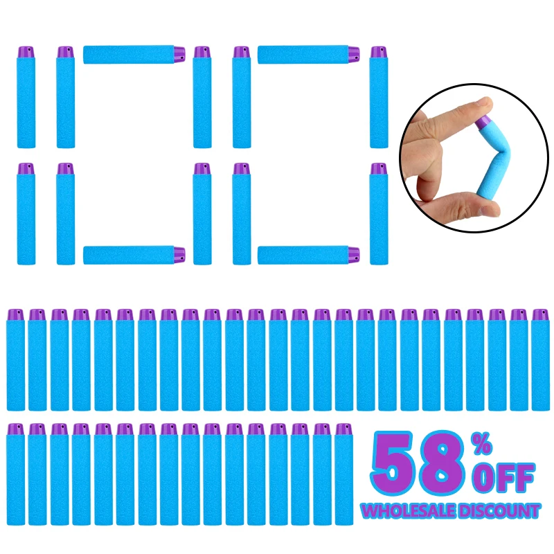 New Arrival 100PCS Foam Ammo For Nerf Soft Hollow Hole Purple Head 7.2cm Refill Darts for Accessories Toy Gun Bullets | Игрушки и хобби