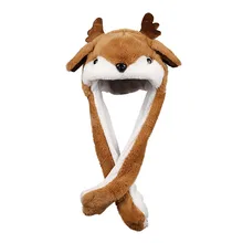 Новинка года; сезон зима-осень; детская шапка с оленями; шапочки для прыжков с ушками; забавная плюшевая светящаяся шапка для детей;# AJ28