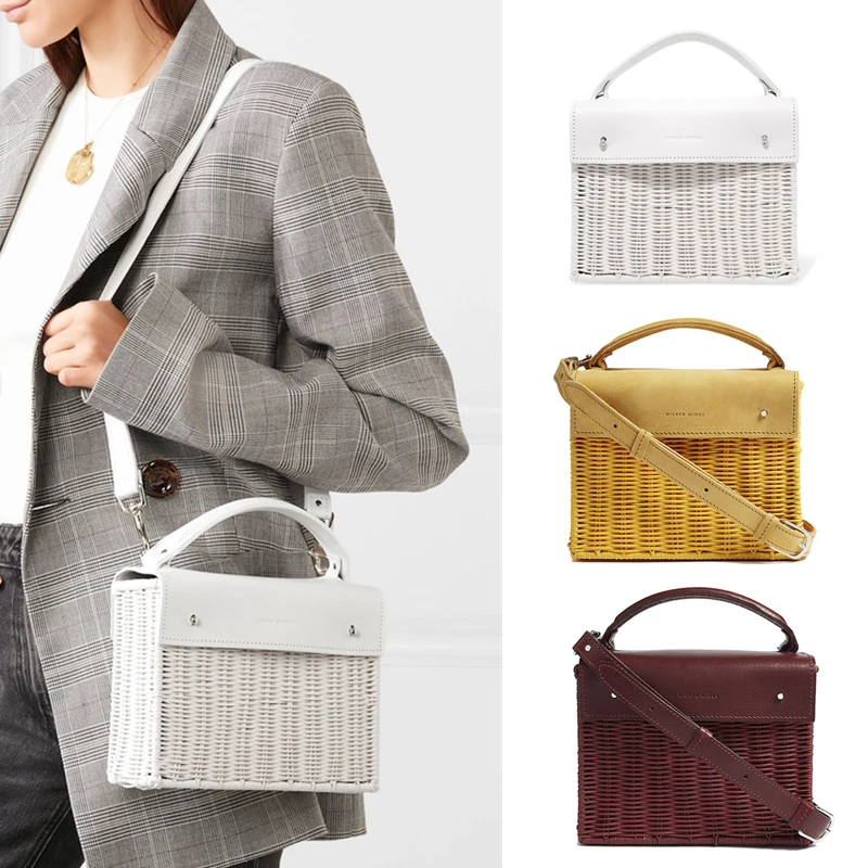 

Designer Tide Brand Women Tote Shoulder Bag Art Rhombic Woven Basket Bag Female Box Handbag Weave Rattan Bag Sac A Main Sac Luxe