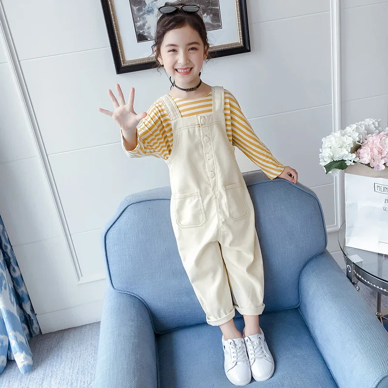 

Childrenswear GIRL'S Suit 202o Korean-style Spring And Autumn New Style Stripes Suspender Strap Two-Piece Set CHILDREN'S Suit