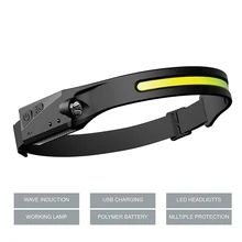 

BORUiT COB LED Headlamp Motion Sensor Headlight USB Rechargeable Built-in Battery Head Torch 5-Mode Waterproof Work Light