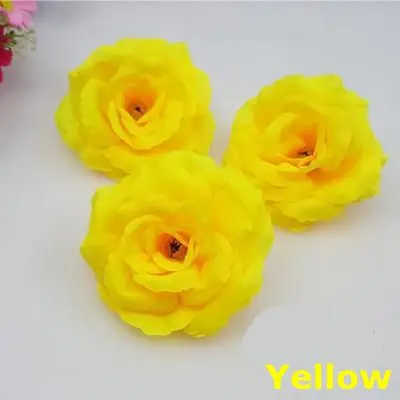 10PCS Yellow Silk Artificial Roses Flower Head for Wedding Christmas Birthday Party New Year Festival Decoration Fake Flowers | Дом и сад