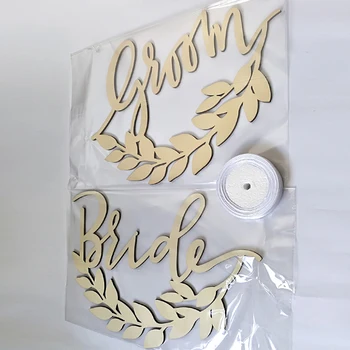 

2Pcs Wooden Chair Banner Sign DIY Chair Decor for Wedding Decoration Event Party Supplies Mr & Mrs/Bride & Groom/I Do & Me Too