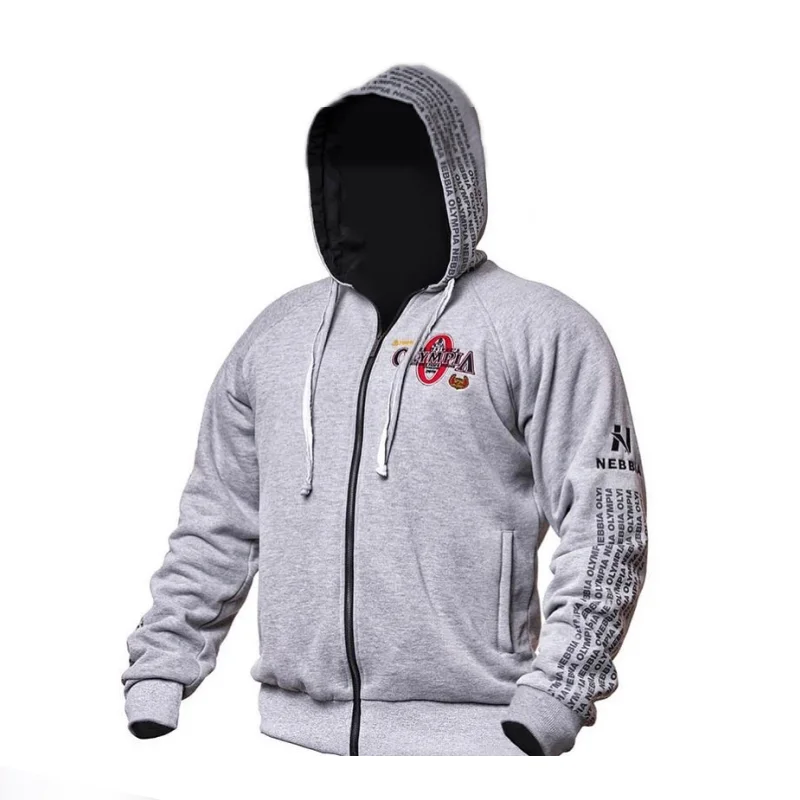 Hooded Мужская толстовка с капюшоном на молнии, модная повседневная мужская спортивная одежда для фитнеса, бодибилдинга, хлопковая спортивная одежда, Брендовое верхнее пальто - Цвет: Hooded