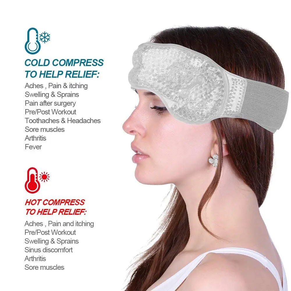 Migraine Ice Pack Head Wrap Adjustable Headache Ice Pack with Gel Bead for Pain Relief Breathable 2