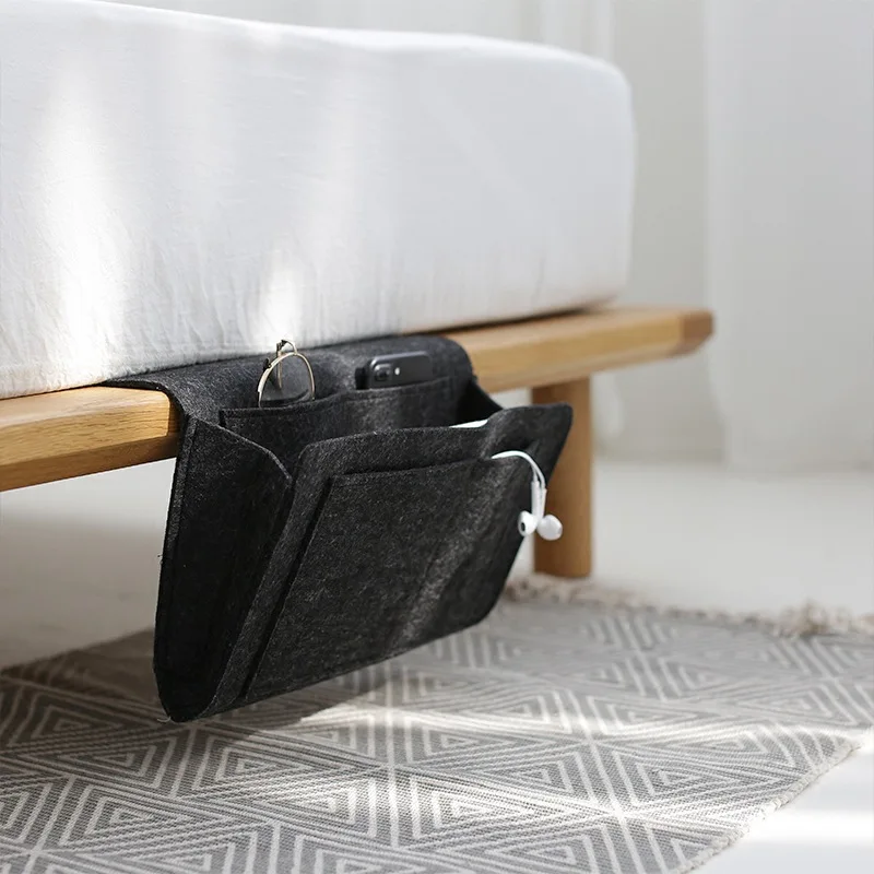 Bedside Storage Organizer Bag Bed Desk Sofa Bag Book Tablet Remote Control Hanging Caddy Storage Organizer Bed Filt Holder Case
