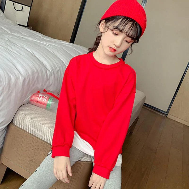 Fashion 2019 Patchwork Sweatshirts For Big Baby Girls Autumn Long Sleeve Cotton Tops Hoodies Kids Outerwear Clothing 6 8 10 12 Y | Детская