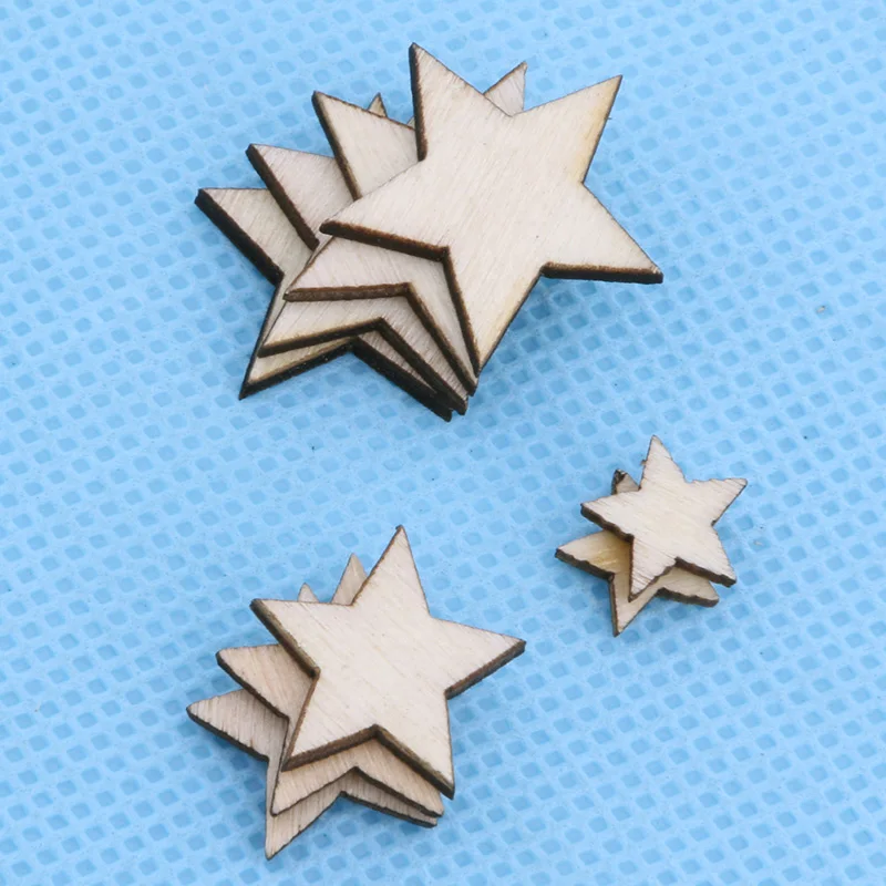 

100pcs Wooden Mixed Wood Mini Stars Craft Scrapbooking Wedding Table Decor DIY