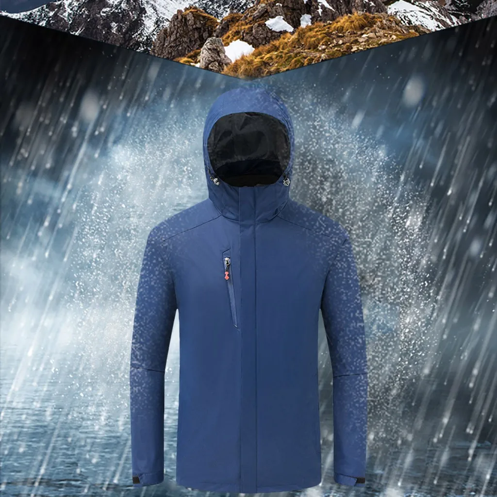 

2019 Fashion Hooded Windbreaker Waterproof Jacket Hiking Rain Jacket Fleece Warm Winter Jacket Men Softshell Coat Corta Vento