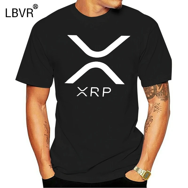 100% Мужская футболка с круглым вырезом и принтом на заказ риппл XRP новый логотип