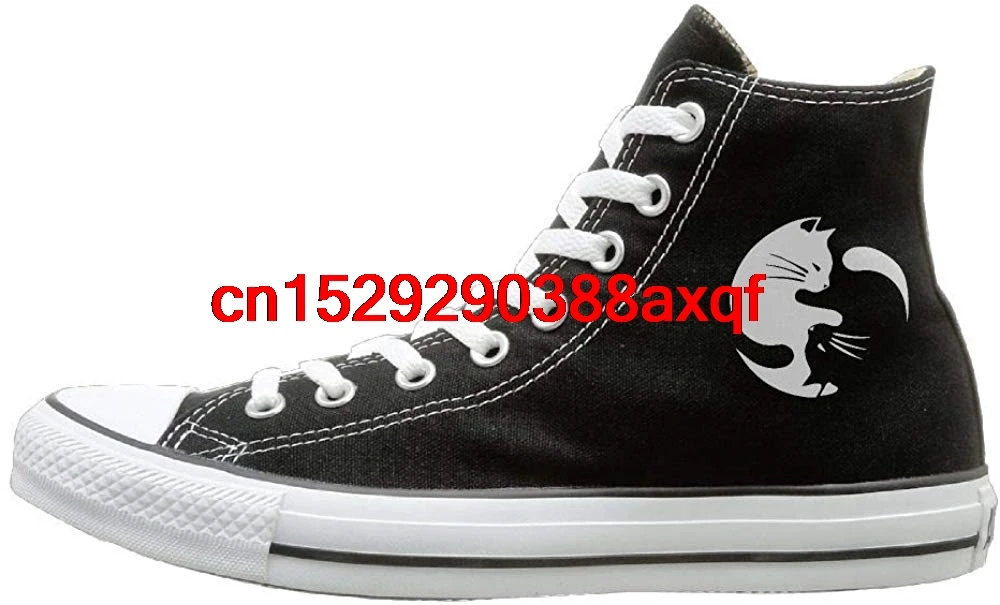 

Men's Women's Classic High-Top Lace Up Canvas Shoe,Cat Ying Yang 1 Trainers Sneaker For Men Women