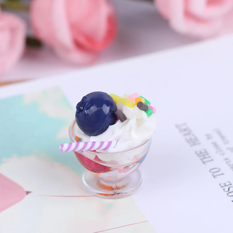 1:12 Dollhouse Miniature Blueberry Ice Cream Cup Dolls Kitchen Food Accessories | Игрушки и хобби