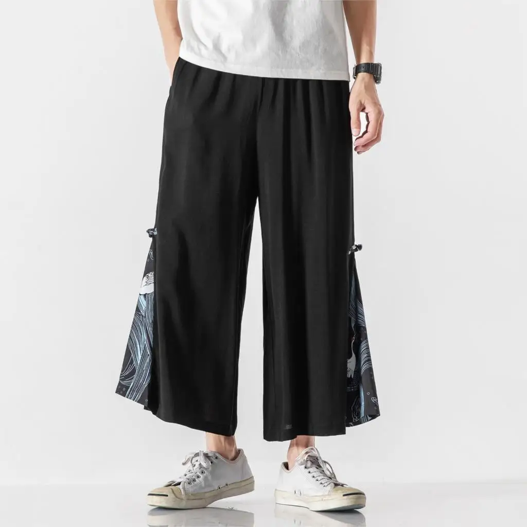 

Chinese Style Men's Harem Pants Vintage Jogger Sweatpants Men Patchwork Casual Summer Woman Straight Trousers Large Size 5XL