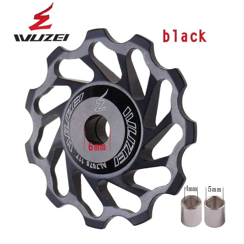 2 шт. WUZEI MTB дорожный велосипед Керамика шкив 7005 Алюминий сплав задний переключатель, 11, 12, 13, т Руководство колесный керамический подшипник опорное колесо - Цвет: 11T black