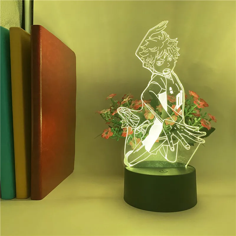 Haikyuu Lamp Shoyo Hinata Figure Anime LED Night Light 3d Illusion Table Lamp for Kids Children Bedroom Cool Manga Gadget Gifts
