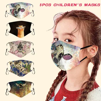 

5PC Kids Children Breathable Face Shield Windproof Cloth Face Mask Washable Mouth Mask Outdoor Face Shield Reusable mondmaskers