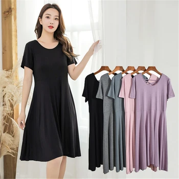 

Dress Korean nightdress female summer thin section sexy backless home short sleeve simple modal fashion soft new arrival пижама