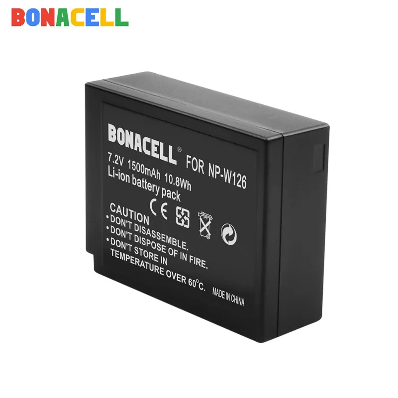 Bonacell для ЖК-дисплея с подсветкой Fujifilm NP-W126 NP-W126S Батарея+ Зарядное устройство Замена для ЖК-дисплея с подсветкой Fujifilm X-M1 X-A1 X-T1 X-E1 X-Pro2 NP W126 - Цвет: 1 Battery