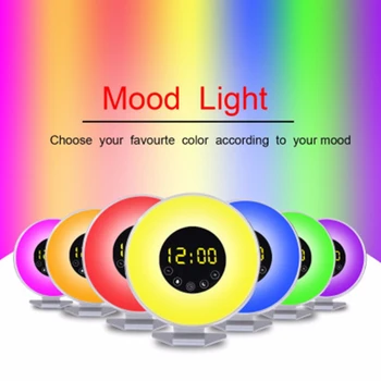 

Touch Wake Up Lights Digital Alarm Clock Colorful Atmosphere Bedside Lamp Sunrise Sunset Memory Radio Sleep Light Novelty Gifts