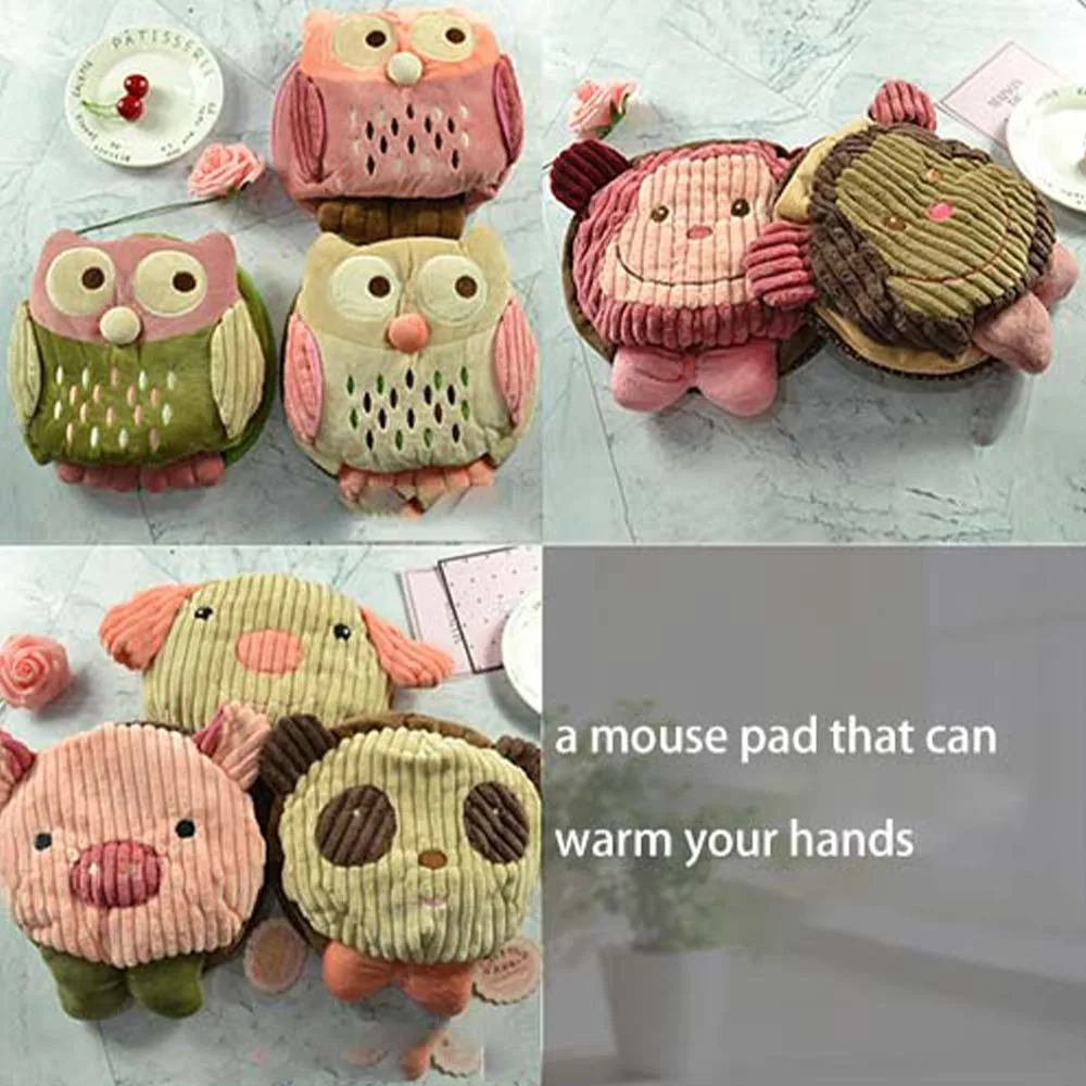 Owl style Коврик для мыши с подогревом зимний теплый коврик для мыши Толстая мультяшная плюшевая грелка для рук коврик для мыши с подогревом USB порт с напульсником компьютер - Цвет: Owl style