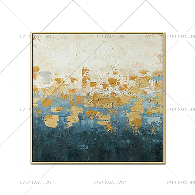 

Abstract Modern Dreamy Color Canvas Painting 100% Handmade Fashion Golden picture For Living Room Asile Bedroom Wall Art