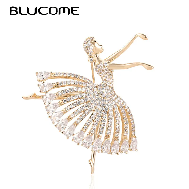 Женская брошь в форме девушки Blucome свадебная танцовщицы с кубическим цирконом